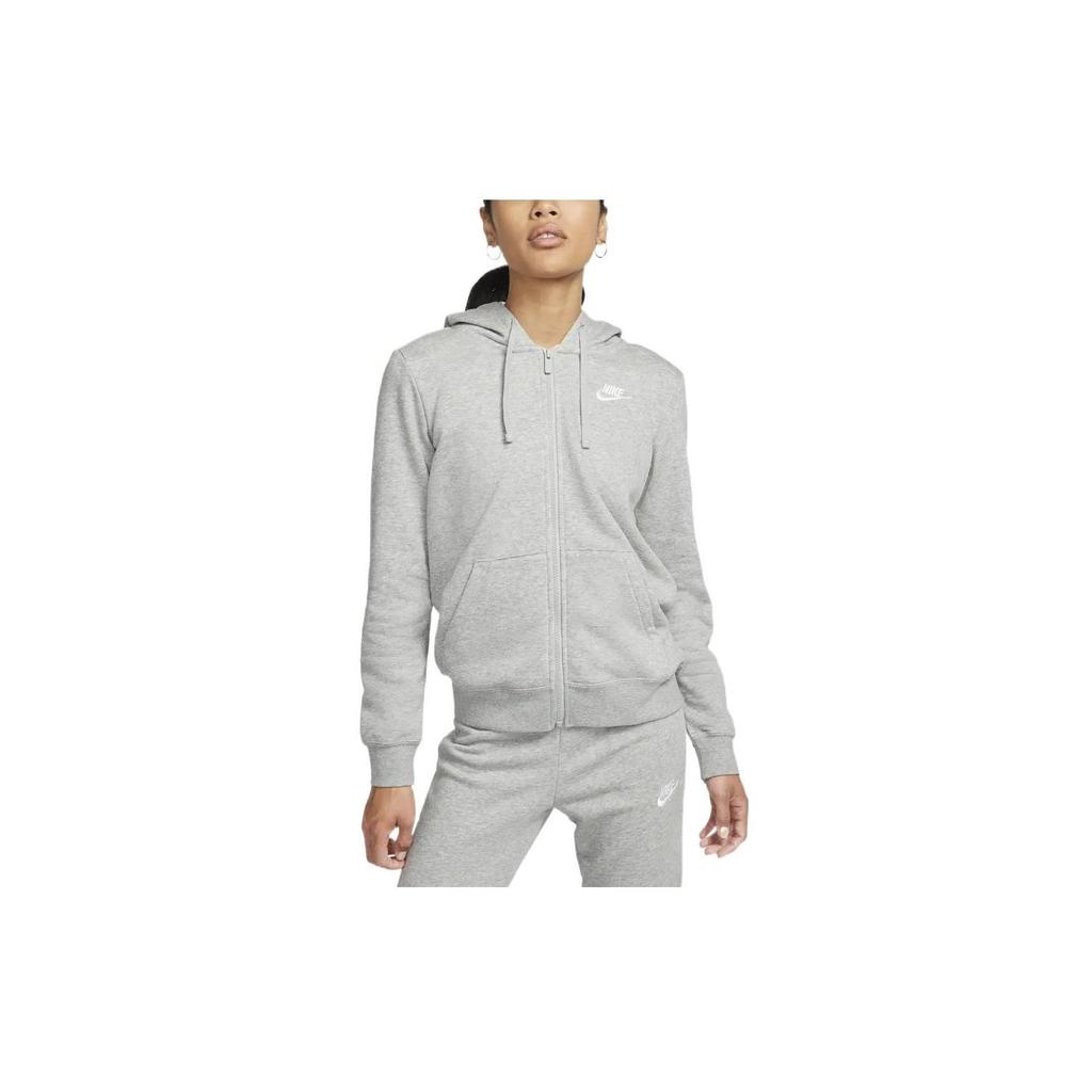 Nike Logo Printed Zip-Up Hoodie Women hoodies Gray DQ5472-063