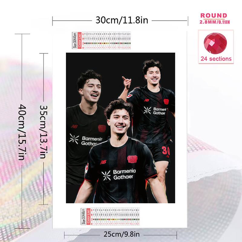 Bayer Leverkusen Ibrahim Maza Pattern 3pcs 100% Round Full Drill 5D DIY Diamond Painting Embroidery Cross Stitch Rhinestone Décor