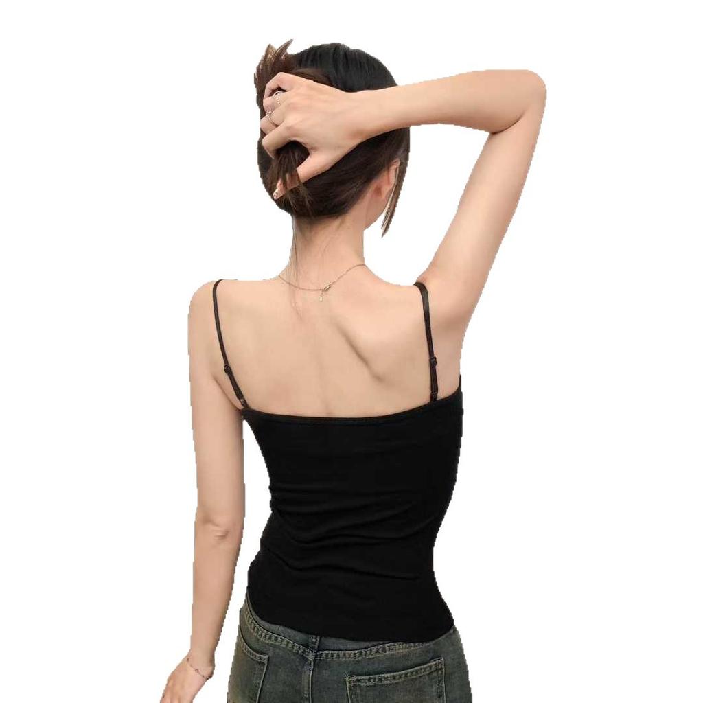 #Early Autumn New Pure Lace Lace Polished Warm Sling Vest Slim Fixed with Chest Pad Slim Woman