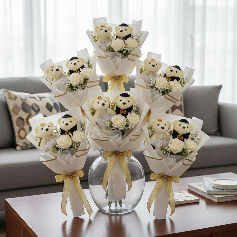 10pcs Foam Bear Bear Plush Foam Toys Couple Bear Cartoon Bouquet Doll Valentine's Day