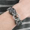 Cool Lion Head Bracelet for Men Figaro Link Chain Mens Cuff Bracelets Heavy Solid Stainless Steel Male Jewelry Bangles