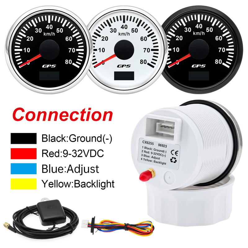 30/60/80/120/200 Km/h GPS Speedometer 52MM Car Truck Speed Gauge Meter With GPS Antenna With 7 Color Backlight 9-32V