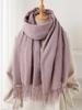 Damen Winter Süß Gestrickter Schal Kopftuch Damen Herren Lässig Preppy Hahnentritt Quaste Schal Mujer Mann Wickeltuch Schal Unisex Neu
