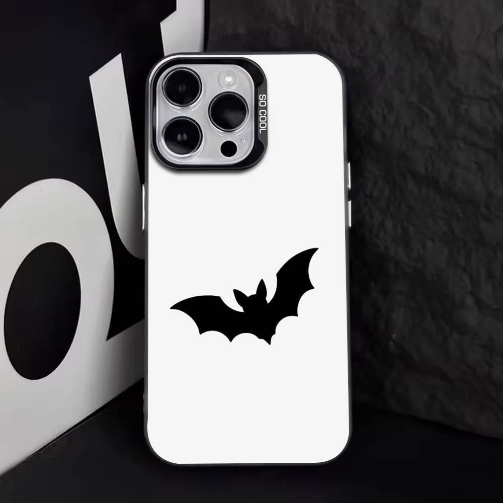 Fledermaus Spinnenmuster Mattierte Textur Handyhülle Für iPhone17,16,15,14,13,12,11 Plus,ProMax,XS,Bunte Silberne Handyhülle Funda Cover