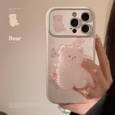 Korean Style Bear Stand for IPhone15 for Apple 16promax Phone Case 17Forins Super Cute 11/12