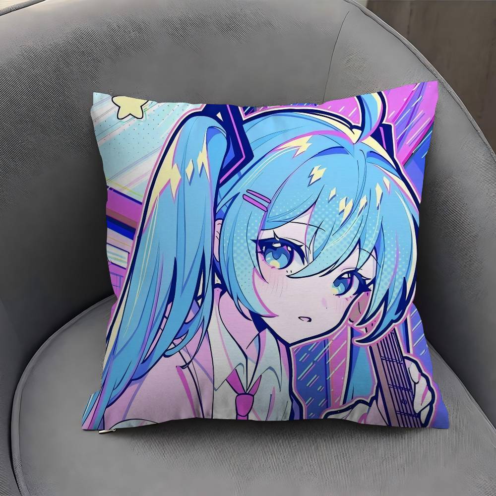Music H-Hatsune Girl M-Mikues Cushion Cover Car Throw Pillow Case For Sofa Car Christmas Gift