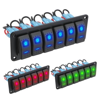 Panel Przełączników 24V 12V 6 Przycisków Przełącznik Światła LED Akcesoria Samochodowe do Łodzi Morskiej Przyczepy Kempingowej RV SUV Ciężarówki