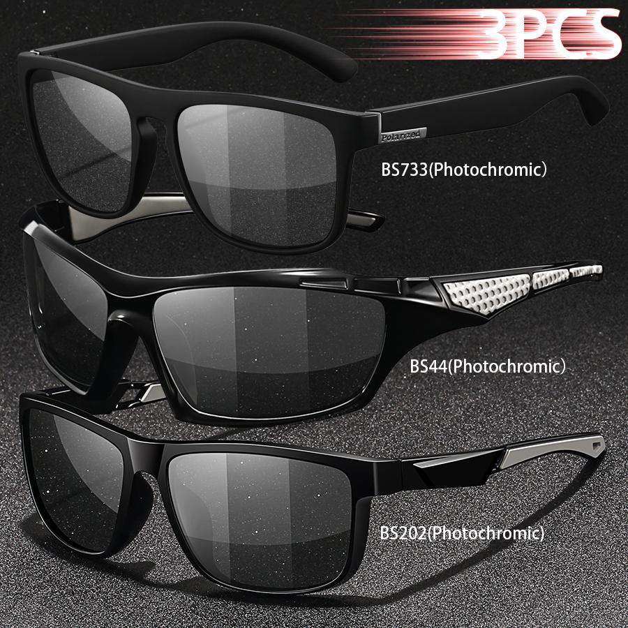 1PCS Photochromic Sports Sunglasses Men Women Vintage Cycling Driving Mountaineering Chameleon UV400 Eyewear