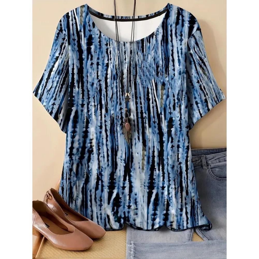 Zomer Dames Casual Mode Creatief Casual Dagelijks T-shirt Los Casual T-shirt 3D Digitale Kleur Geprint T-shirt