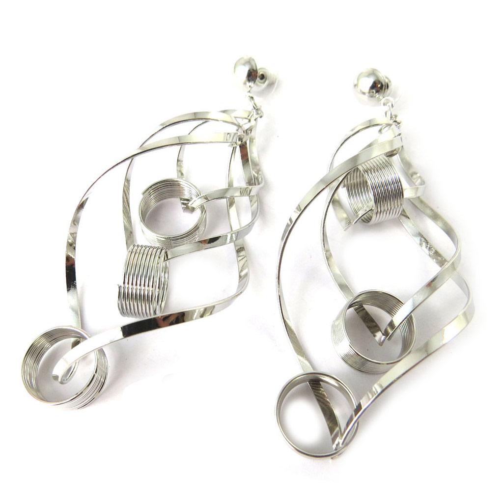 Les Trésors De Lily [N8328] - Boucles Créateur 'Chorégraphie' argenté (géométriques)