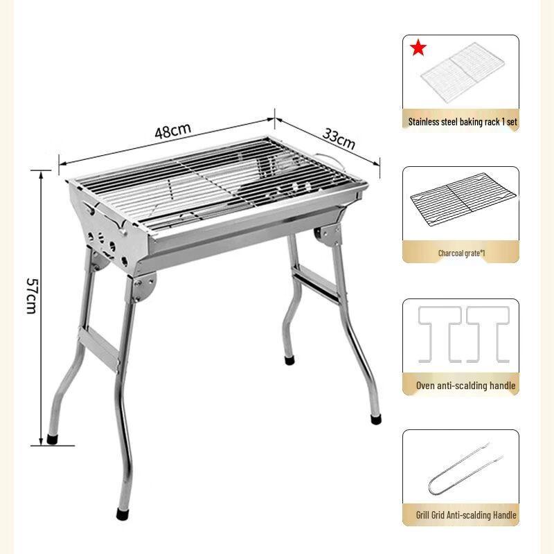 Outdoor Portable Folding Stainless Steel BBQ Grill Set