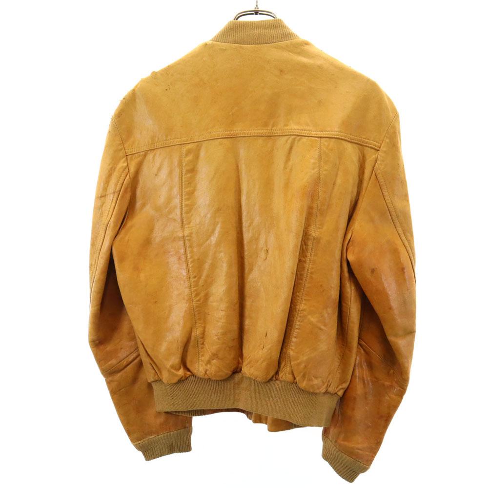 Vintage 70s Decathlon Leather Jacket 44 Camel IDEAL Zip Blouson Men's Used