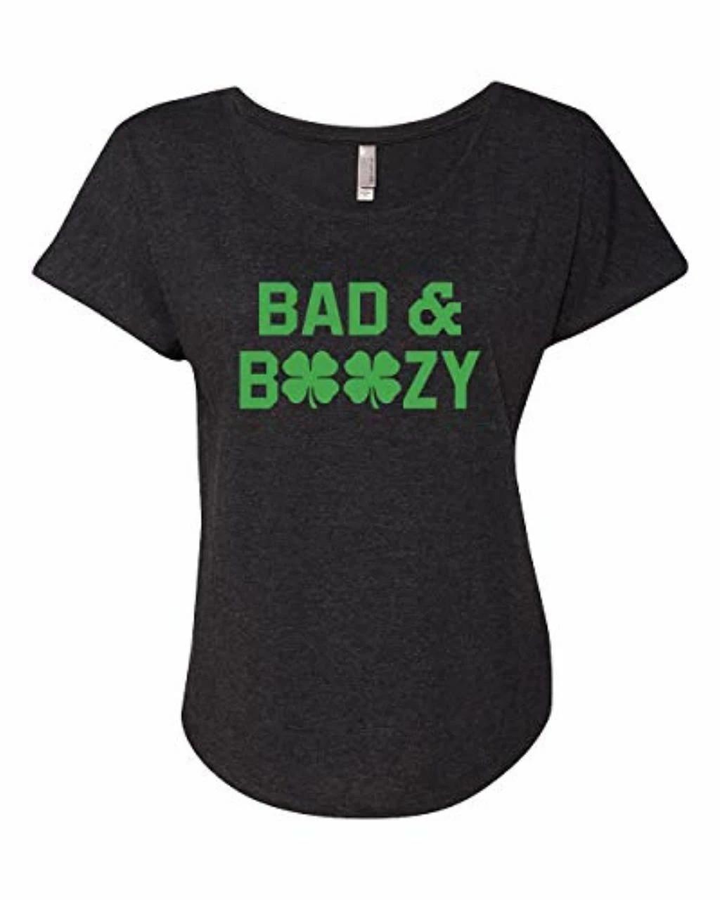 Trenz Shirt Company Drôle st Patrick Jour Bad & Boozy Femmes Triblend Dolman T S