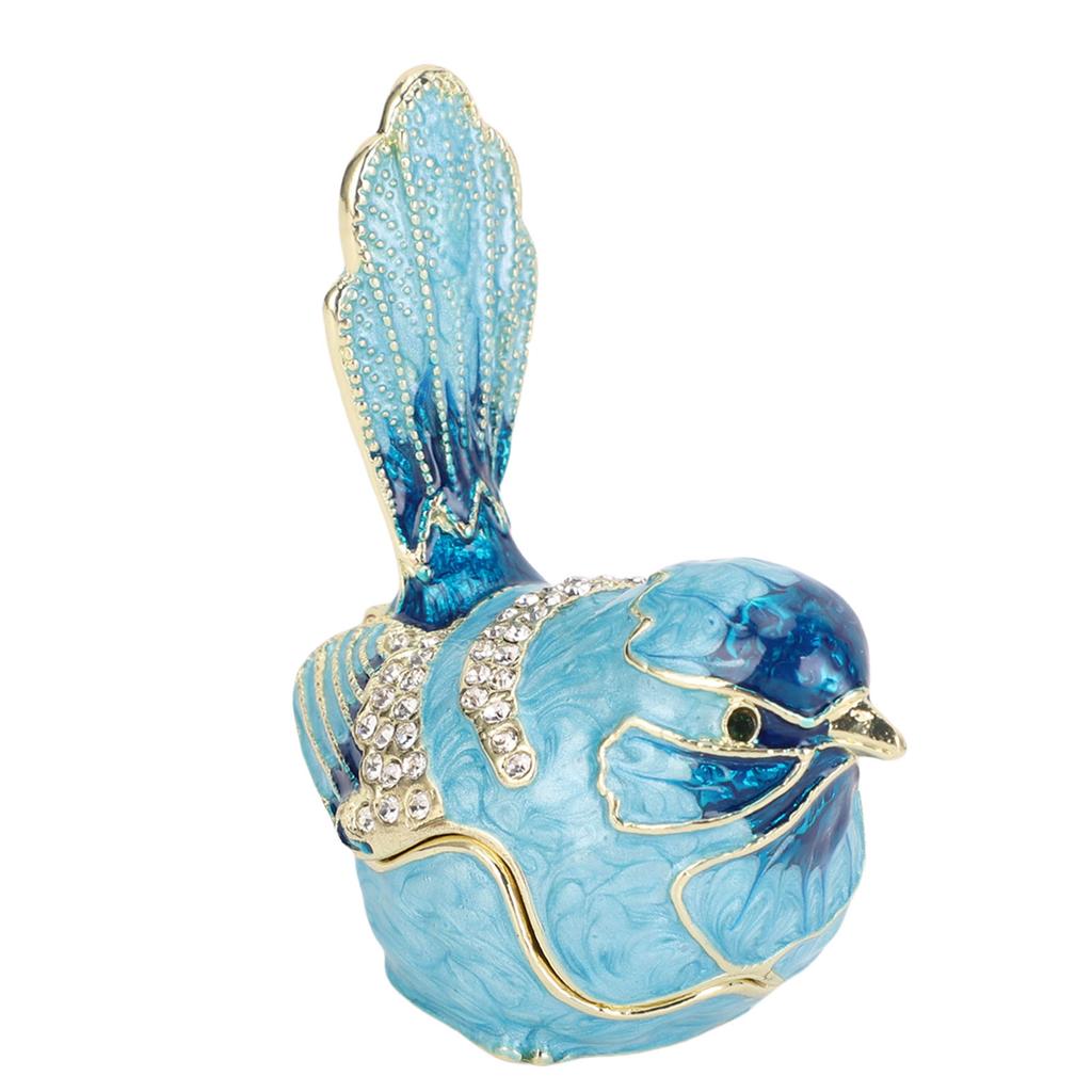 Bird Trinket Box Hinged with S Metal Enamel Jewelry Box Necklace Ear S Storage Birds Figurines Home Decor