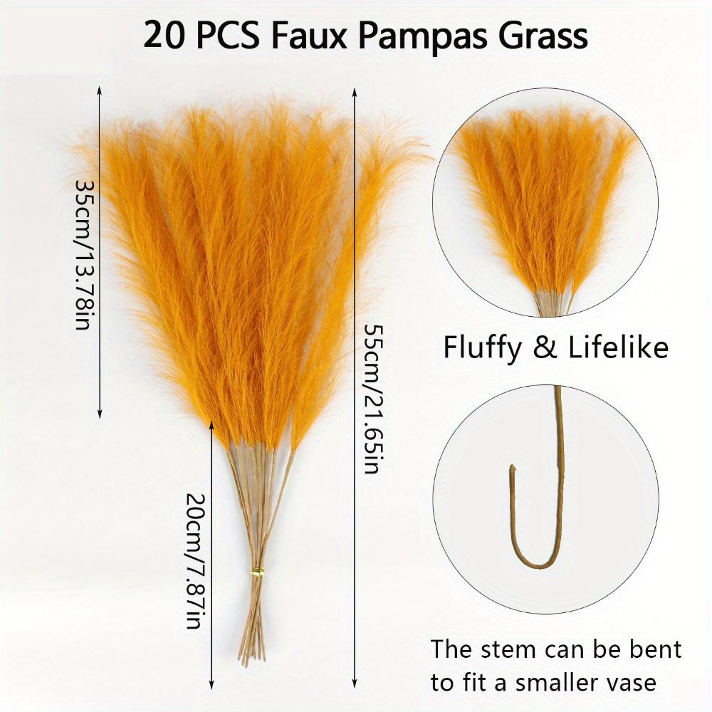 20Pcs Faux Pampas Grass, 21.6" Short Artificial Pompous Grass Floral Fake Pompas Grass Branches Vase Filler Flower Arrangement