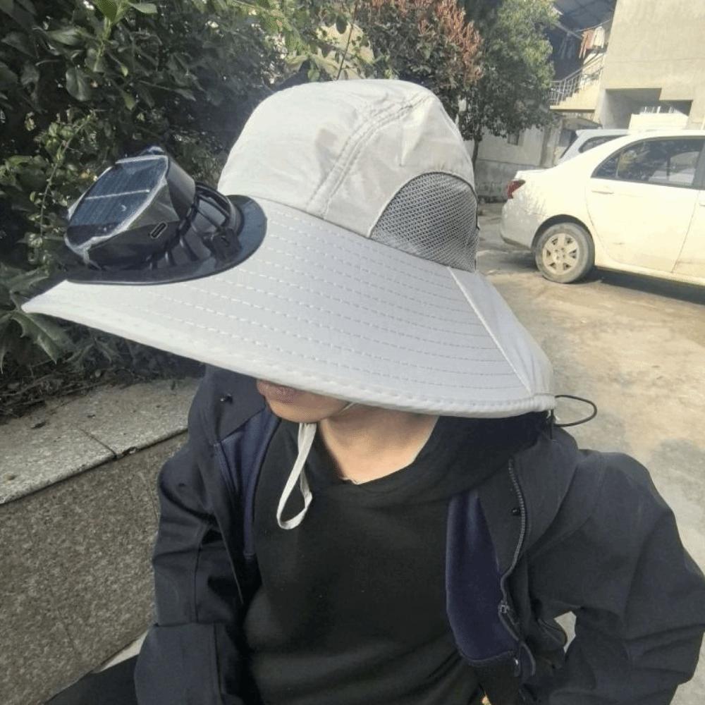 Breathable Sun Hat with Fan Strong Wind Summer Fan Visor Cap Fishing Bucket Hat Outdoor Travel