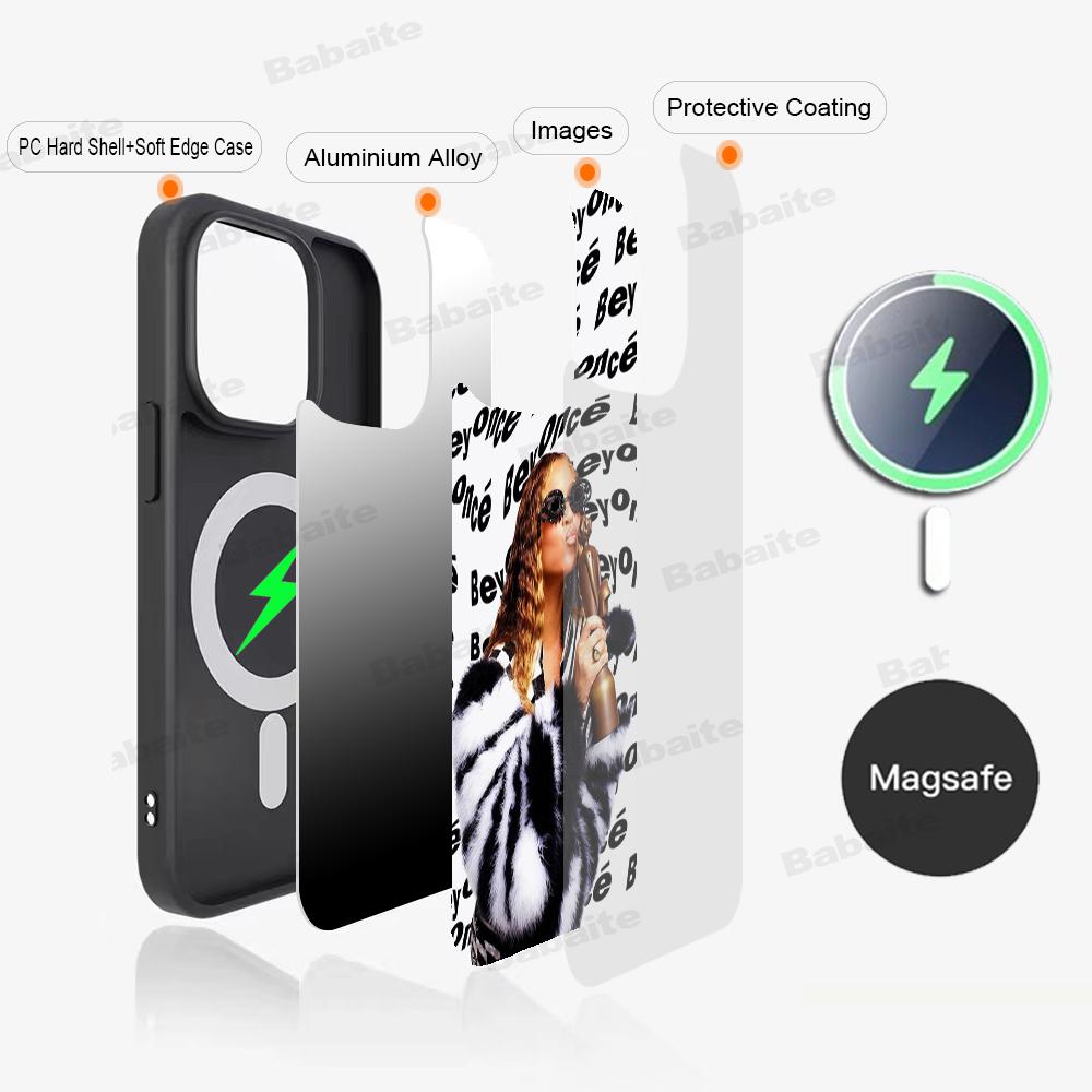 B-Beyonce Hot Singer Phone Case Magnetic Case For IPhone 16 14 13 12 11 15 Pro Max Plus For Magsafe Wireless Charge Cover