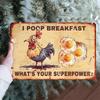 Vintage Metal Tin Sign - "I Poop Breakfast" Humorous Wall Art, 8x12 Inches, Waterproof & Dustproof, Perfect for Home, Kitchen