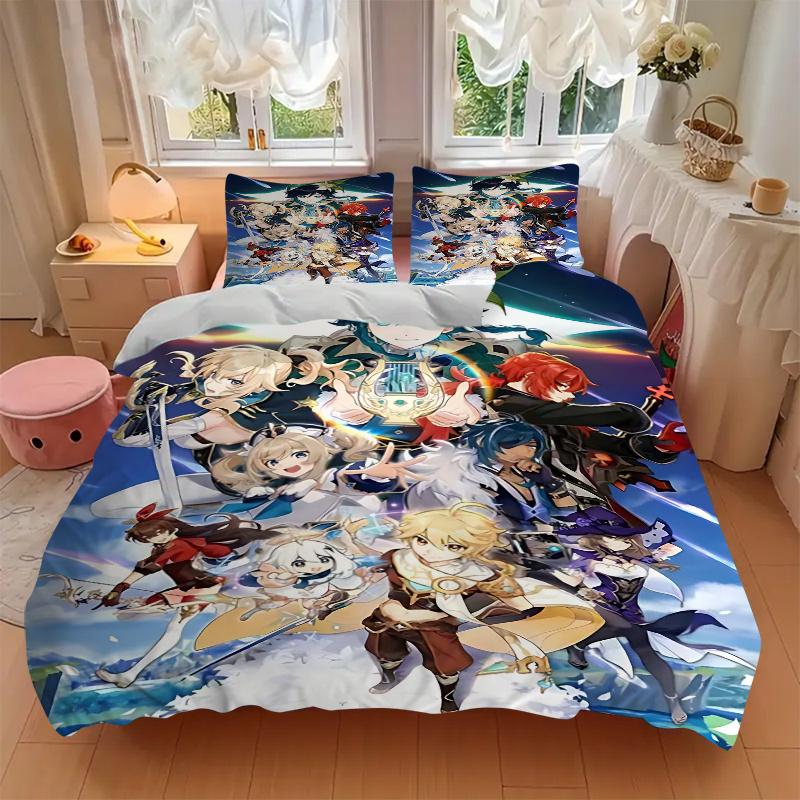 3pcs Anime Cartoon Design Comforter Set with One Quilt Cover and Two Pillowcases (No Core) - Home Decor, Festival Gift, Polyester Fabric, Suitable for