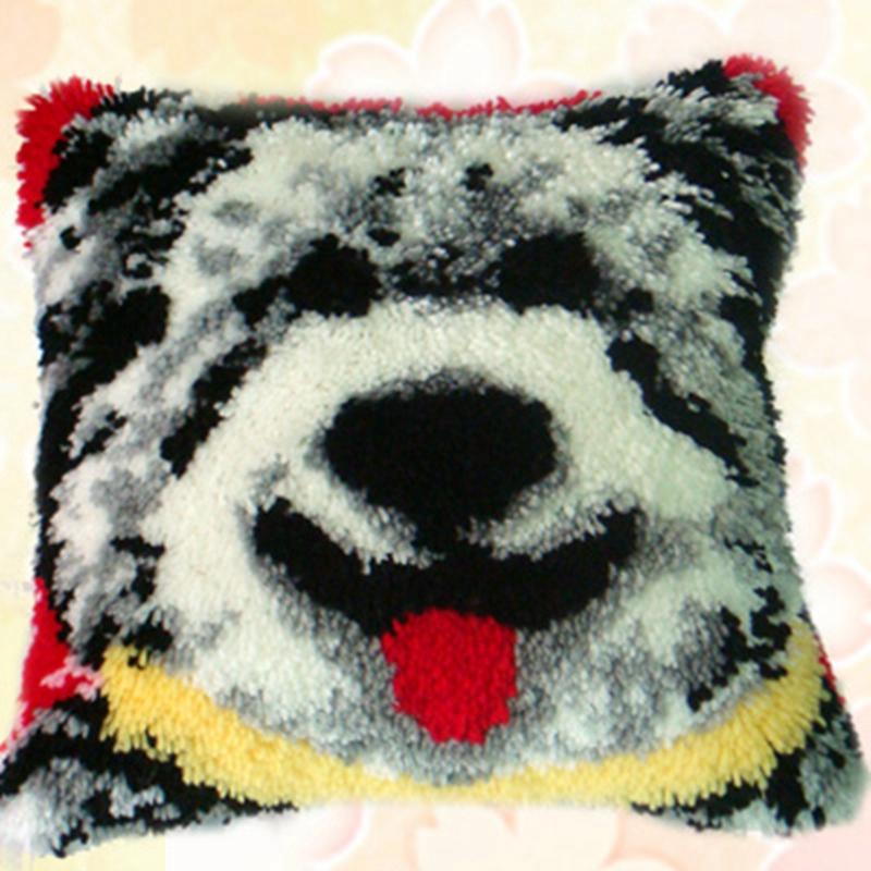 Animal Series Latch Hook Pillow Hooks Hand Knitted Embroidery Carpet Pillow Unfinished Embroidery Latch Hook Kits Smyrna Package