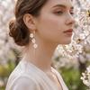 Versatile Fringe Hoop Earrings Resin Flower Earrings Sweet Pendant Earrings Stylish Occasions