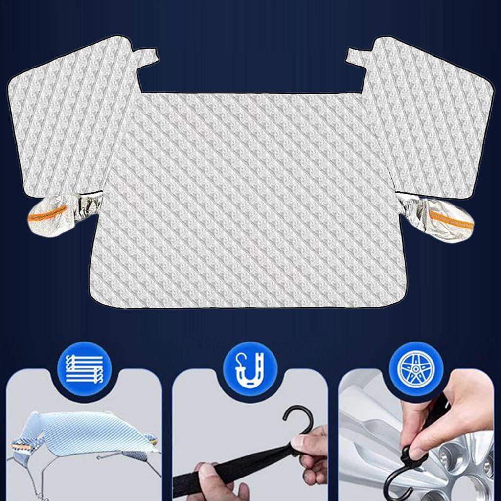 Snow Windshield Cover For Car Magnetic Hood Sleeve Windshield Ice Protector Cover For Winter Snowy Days Freezing Rain SUVs RVs