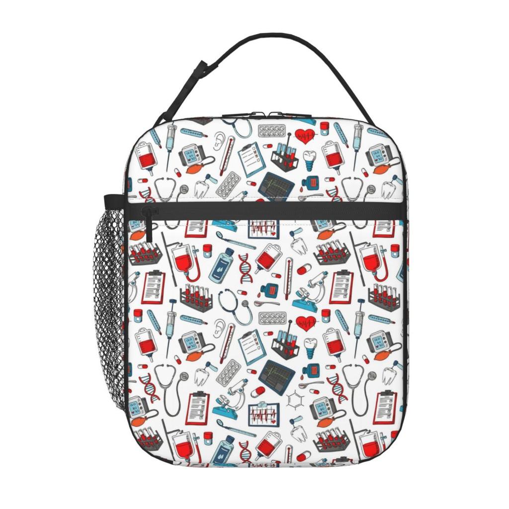 Medical Equipment Pattern Insulated Lunch Bag for Kids School Cooler Thermal Food Box Tote Leakproof Lunch Boxes Container