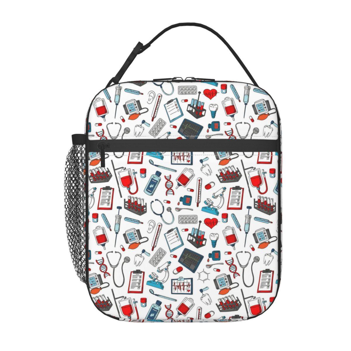 

Medical Equipment Pattern Insulated Lunch Bag for Kids School Cooler Thermal Food Box Tote Leakproof Lunch Boxes Container One Size