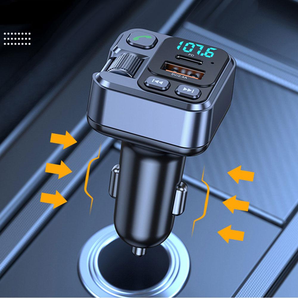 Bluetooth 5.1 Car FM Transmitter Car MP3 Stereo Music Player Handsfree 3.5mm Aux Wireless Car Kit 20W PD USB-C Fast Charger
