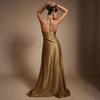 1011 European and American Summer New Neck Sleeveless Backless Slim Fit Waist Solid Color Dress Long Skirt Women's Clothing