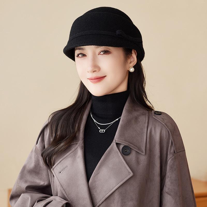 Autumn and Winter Light Luxury Wool, Short-brimmed Cap, Feminine Versatile Hat, Small Equestrian Hat
