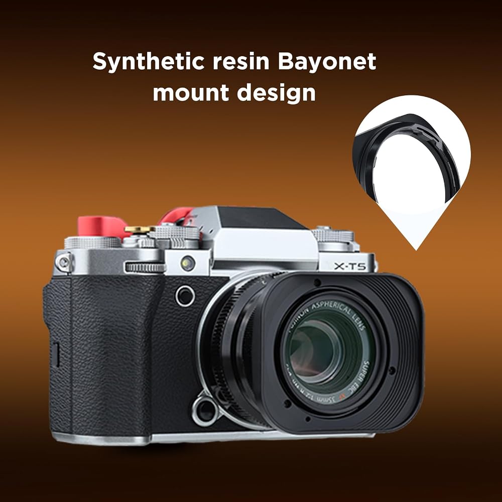 Haoge LH-X35 Bayonet Metal Square Lens Hood Shade for Fujifilm Fujinon XF 35mm F2 R WR (XF35mmF2), XF 23mm F2 R WR (XF23mmF2), and XC 35mm F2 (XC35mmF