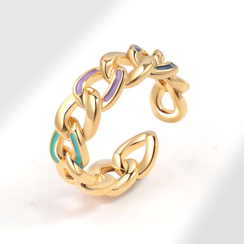 Aukštos kokybės spalvingas emalio širdelės atviro žiedo dizainas, paprastas ir dosnus skonis, moteriškas nišinis, aukštos prabangos emalio mados tendencijų žiedas, papuošalas