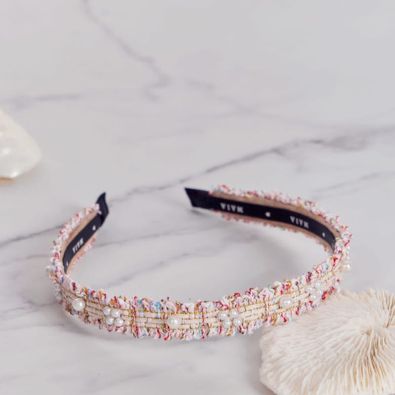 

MAIA Твидовая повязка на голову с жемчугом P - Розовая pink