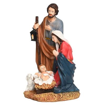 Poly Resin Crib Set Nativity Set Holy Family Statue with Sheep Catholic Idol Perfect for Altar, Housewarming, Gifting and Decoration New