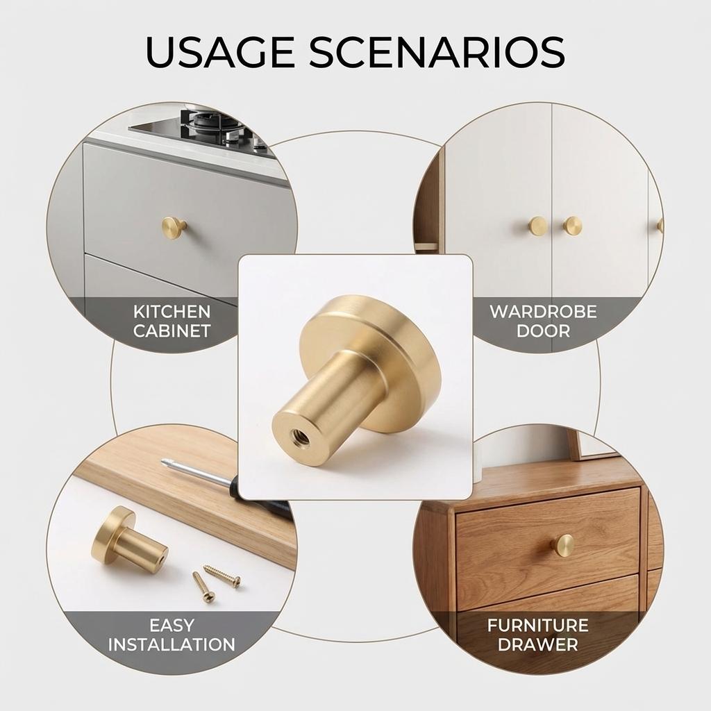 Aluminum Alloy Round Cabinet Knob Single Hole Furniture Handle Durable Corrosion Resistant Hardware for Drawer Wardrobe Door