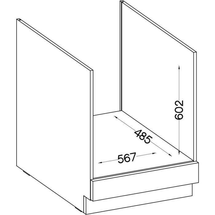 Meuble bas pour four encastrable avec plan de travail - Décor chêne sonoma - L 60 x P 51,6 x H 85 cm - LASSEN
