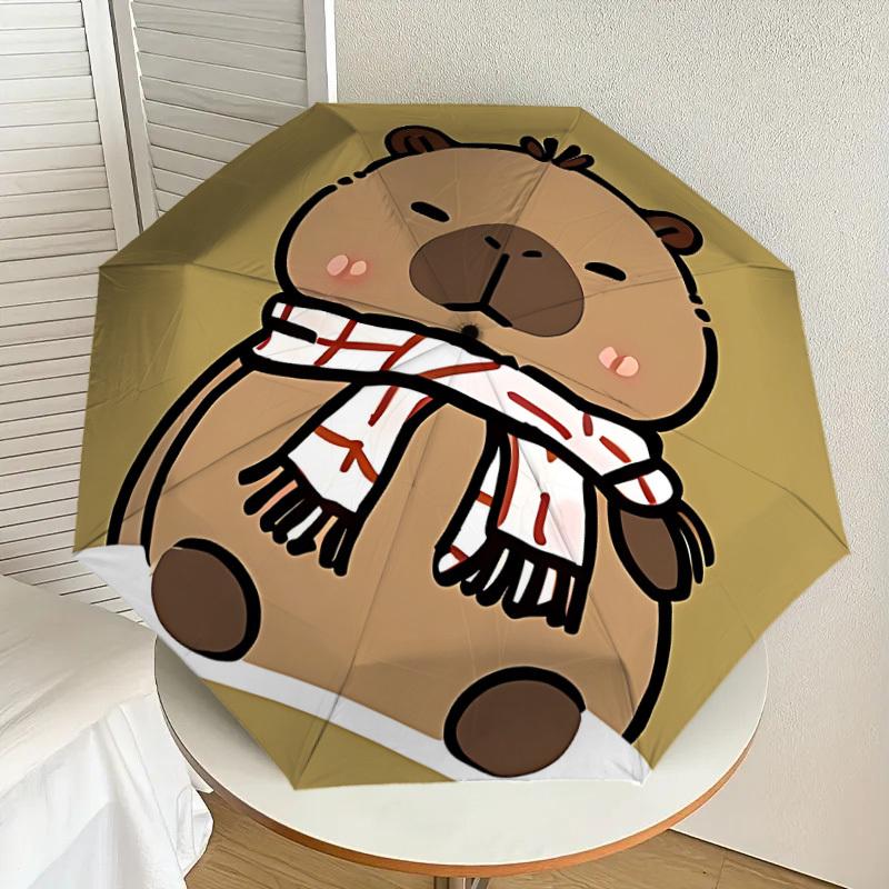 

1pc Winter Scarf Capybara Automatic Folding Umbrella, Heavy-Duty 8-Rib Construction, Perfect for Everyday yy251114102
