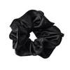 Zhao Lusi Inspired Black Satin Scrunchie with Elegant Ruffled Edge
