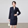 Teluoman Women's Dark Blue Blazer & Wide-Leg Pants Suit Set
