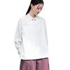 Spring Cotton Linen Women's Retro Handmade Wrapped Button Zen Tea Shirt