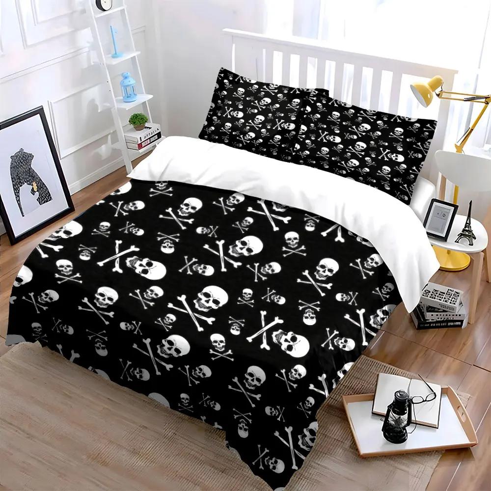 "Skull Pattern Decor Three-Piece Set" Soft Comfortable Duvet Cover Bedding Set Included 1*Duvet Cover & 2*Pillowcases gift
