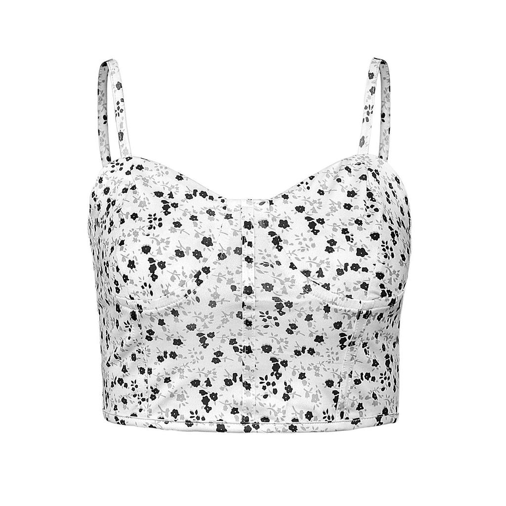 Satin Tank Top Printing Halter Crop Tops Women Summer Adjustable Shoulder Strap Camis Backless Camisole Casual Tube Female Sleeveless Cropped Vest