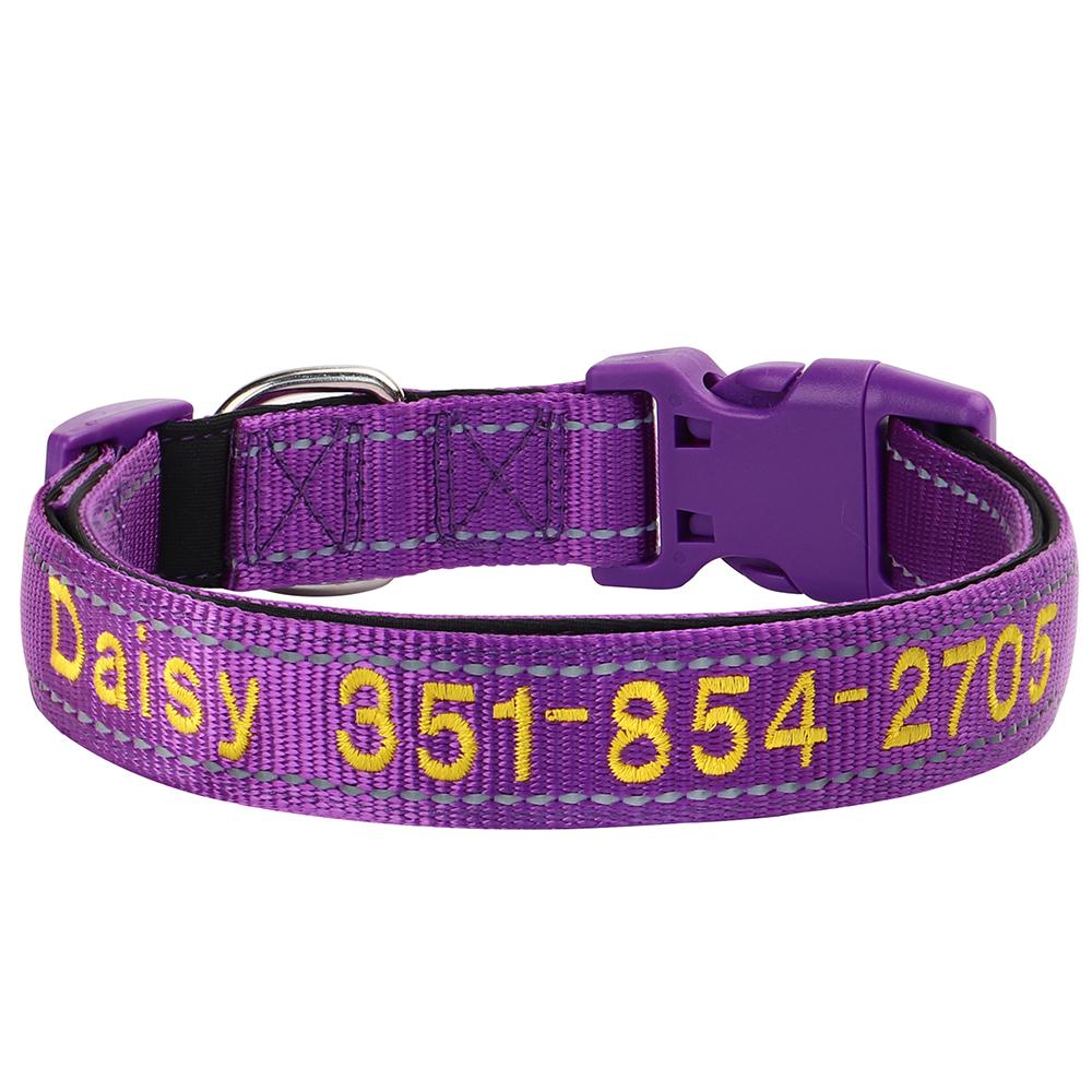 

Embroidered Nylon Dog Collar Free Custom Dogs Collar Reflective Pet ID Name Phone No. For Small Medium Large Dogs Pug Adjustable S 23-40cm
