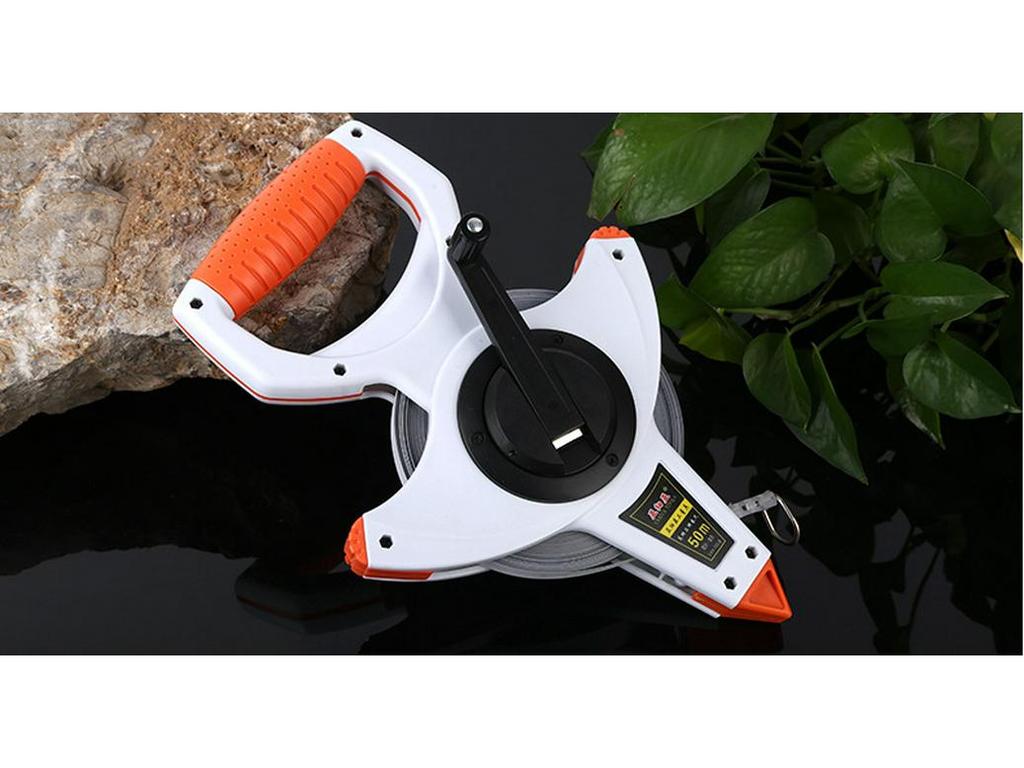 50m Handheld Nylon & Stainless Steel Fiber Tape Measure Ruler