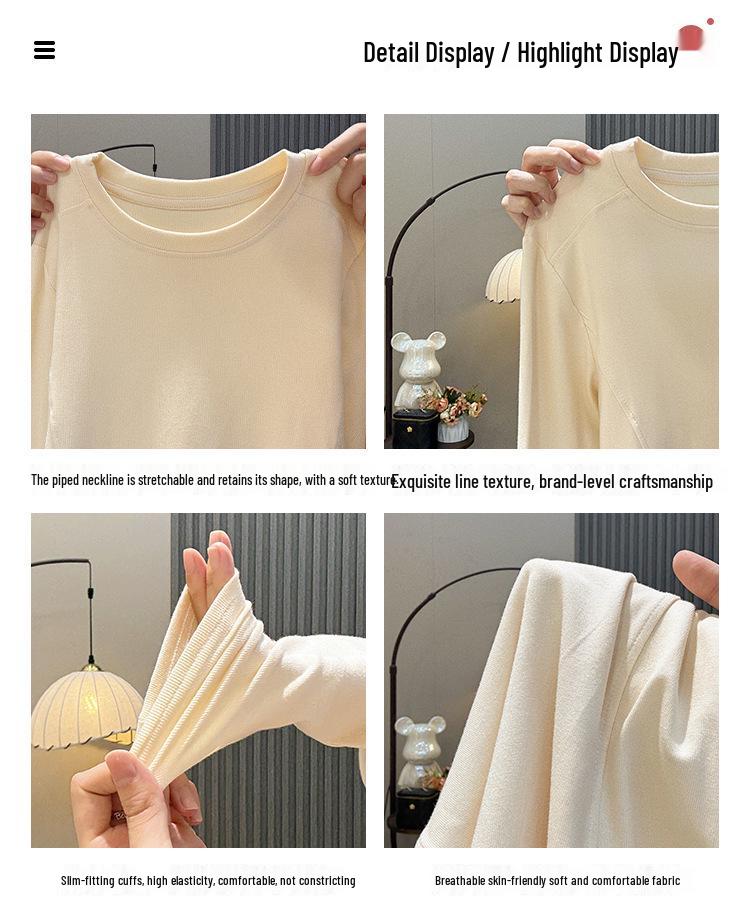 Women's Chic Fishbone Pattern Long Sleeve Slim Fit Top for Autumn and Winter