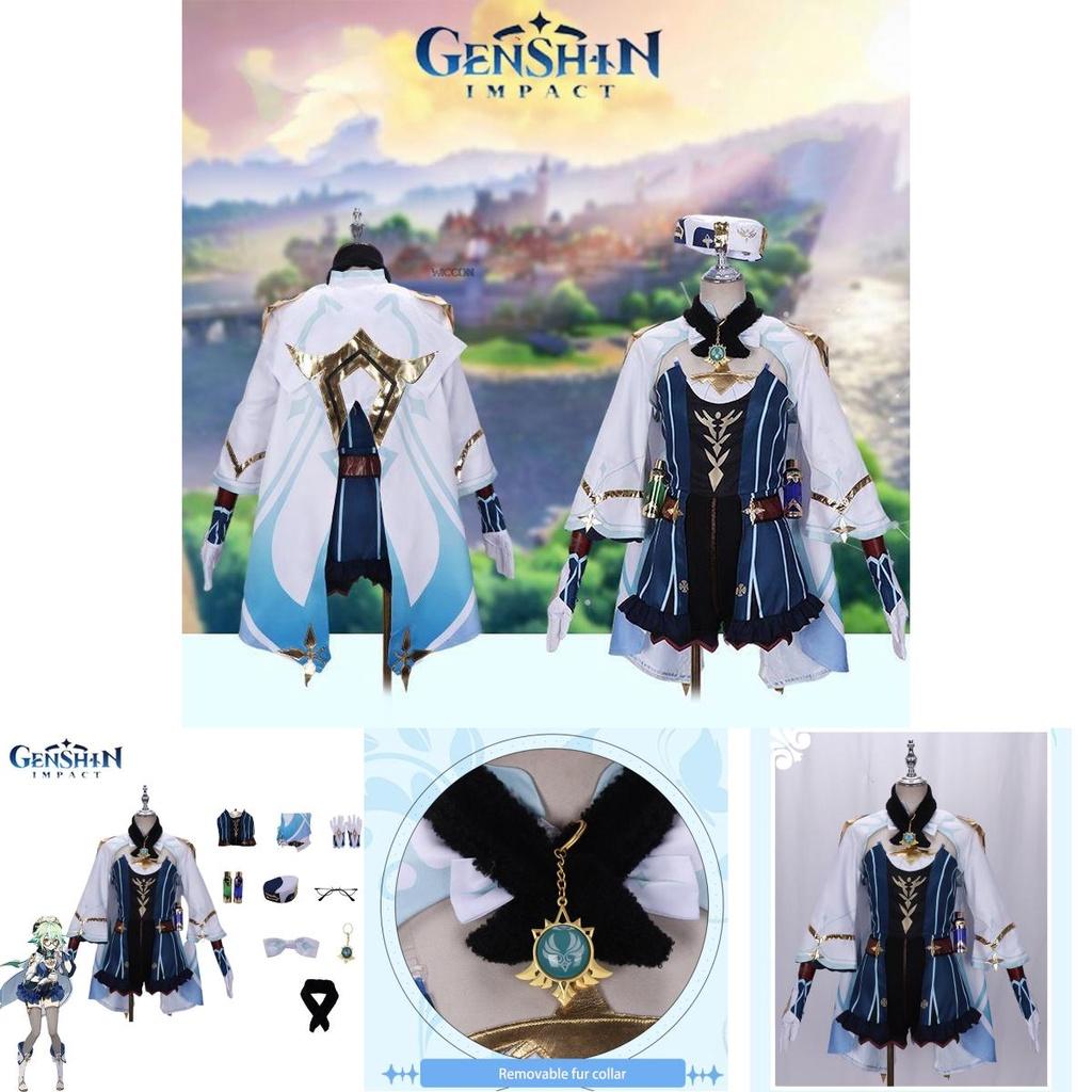 Genshin Impact Sucrose Cosplay Kostüm Hut Ausgefallene Kleider Outfits Halloween Hochwertiges Exquisit Gestaltetes Kostüm Set