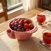 Kitchen Countertop Decor Ceramic Berry Washing Bowl with Detachable Juicing Cone & Drain Rack, Self Rinsing Fruit Drainage Basket for Produce