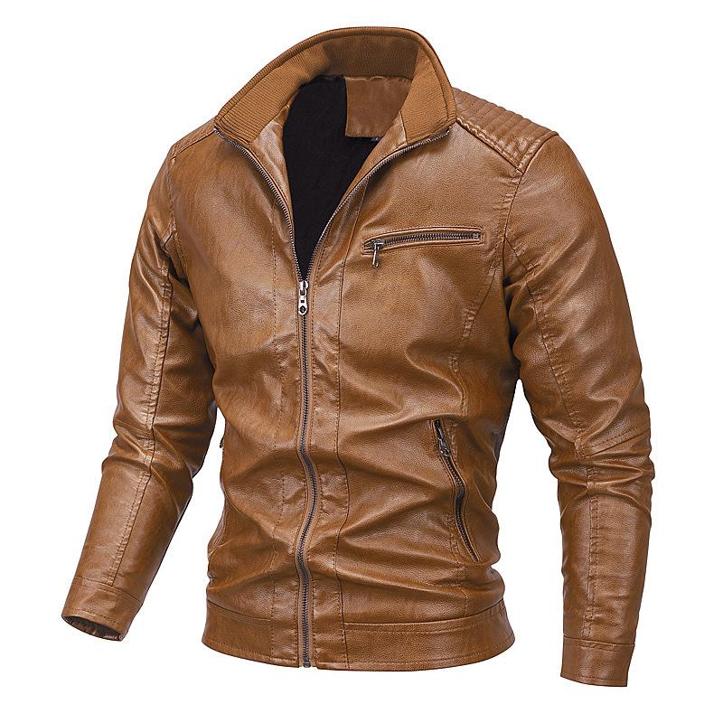 Autumn and Winter Outdoor Thick Leather Jacket Men s Warm Jacket Men s Motorcycle Leather Jacket Men s Clothing M
