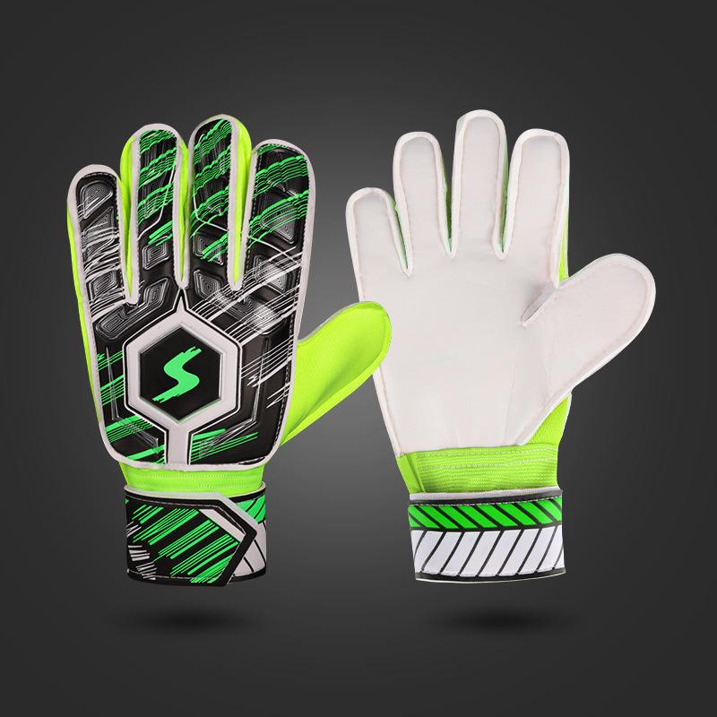 

Children s and Adult s Latex Goalkeeper Gloves with Finger Protection Size 8 зелёный